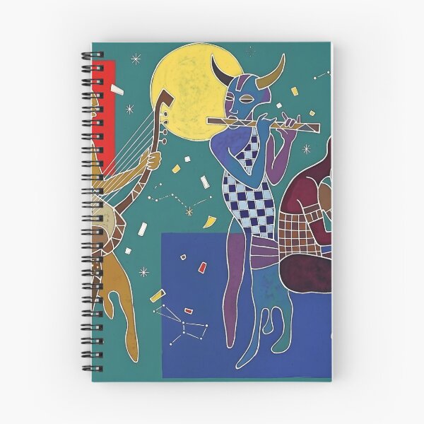 Item preview, The Cosmic Musicians Abstract Art | Tribal Batik Cubist Painting | Mid-Century Modern Ethno Wall Decor designed and sold by SergioMiklos.