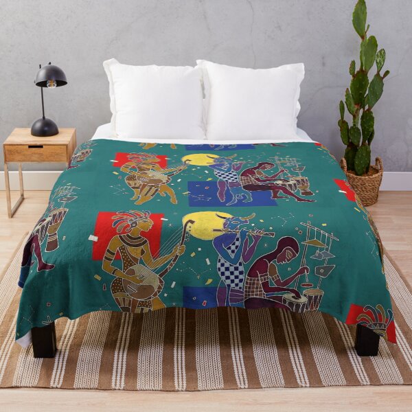 Item preview, The Cosmic Musicians Abstract Art | Tribal Batik Cubist Painting | Mid-Century Modern Ethno Wall Decor designed and sold by SergioMiklos.