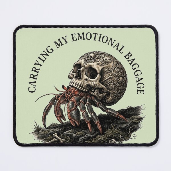 Item preview, Carrying My Emotional Baggage Hermit Crab Skull Shell Gothic designed and sold by Retro Mood Co.
