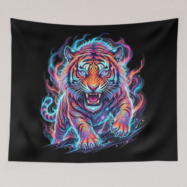 Item preview, Psy Tiger Spirit – Neon Tribal Beast designed and sold by RH Design Lab.