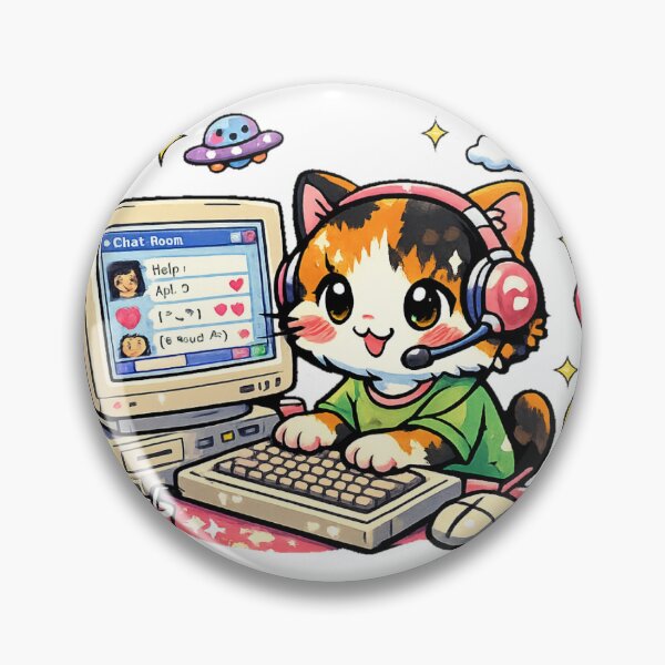 Item preview, Retro Chat Room Cat - Y2K Japanese Internet Kawaii designed and sold by kawaii animal store (in Japan).