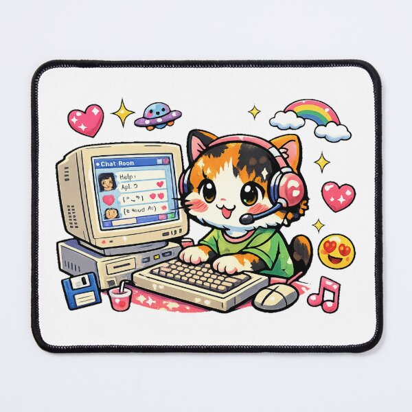 Item preview, Retro Chat Room Cat - Y2K Japanese Internet Kawaii designed and sold by kawaii animal store (in Japan).