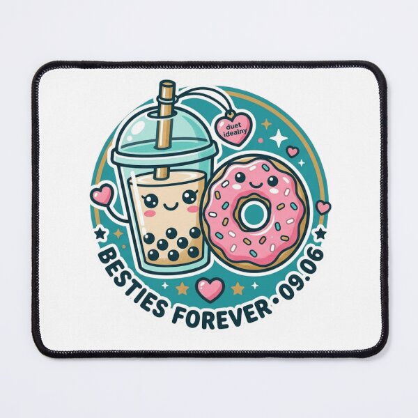 Item preview, Boba and Donut Besties Forever – Cute Bubble Tea & Donut Illustration designed and sold by MartBook.
