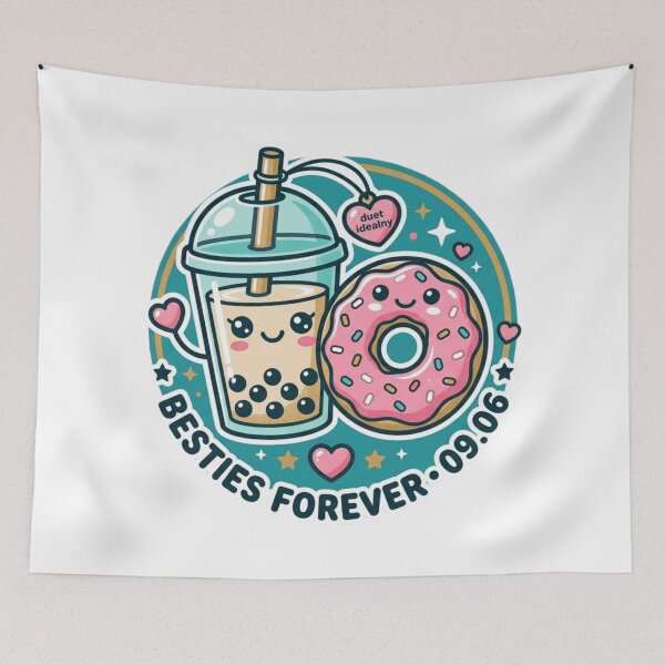Item preview, Boba and Donut Besties Forever – Cute Bubble Tea & Donut Illustration designed and sold by MartBook.