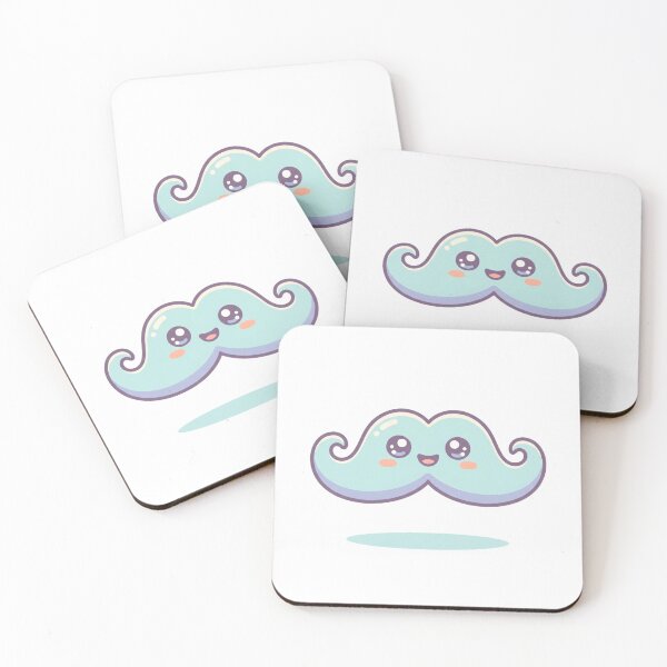 Item preview, Cute Pastel Blue Smiling Mustache Cartoon Character designed and sold by AbanoubStore.