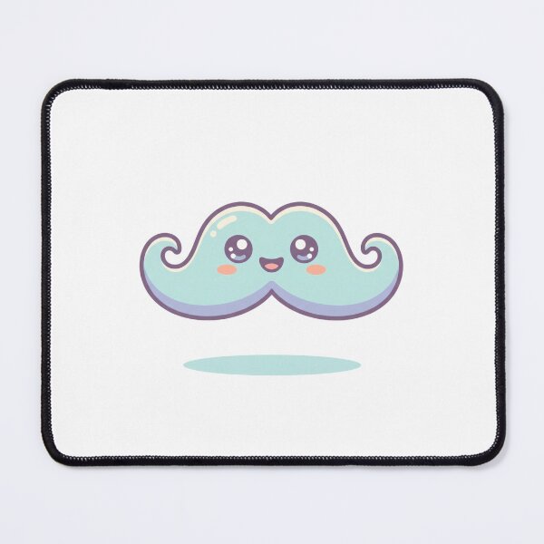 Item preview, Cute Pastel Blue Smiling Mustache Cartoon Character designed and sold by AbanoubStore.