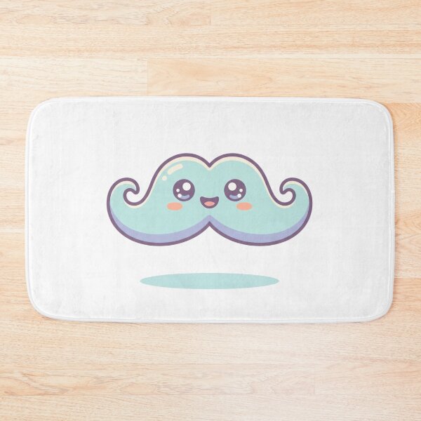 Item preview, Cute Pastel Blue Smiling Mustache Cartoon Character designed and sold by AbanoubStore.