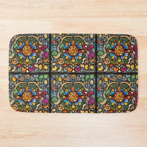 Item preview, Baroque Sunflower Scrolls Stained Glass Photo Texture designed and sold by DigitaICraft.