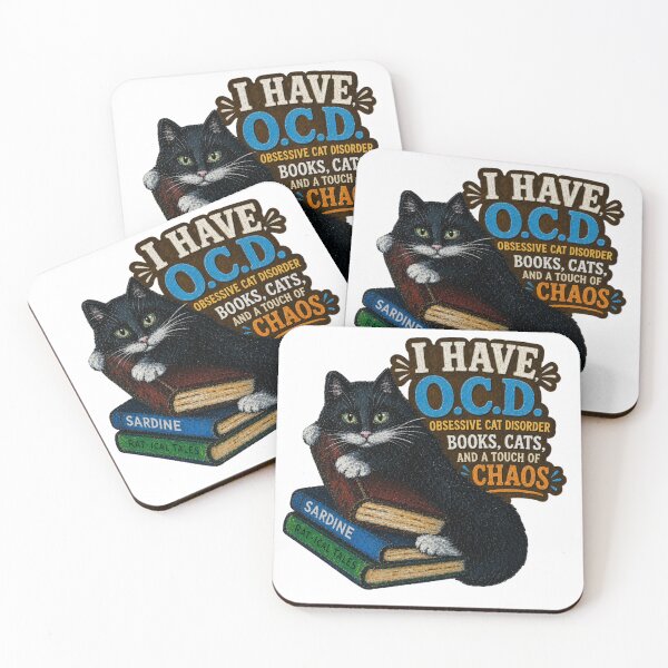 Item preview, Cat and books designed and sold by Freshinkshop.