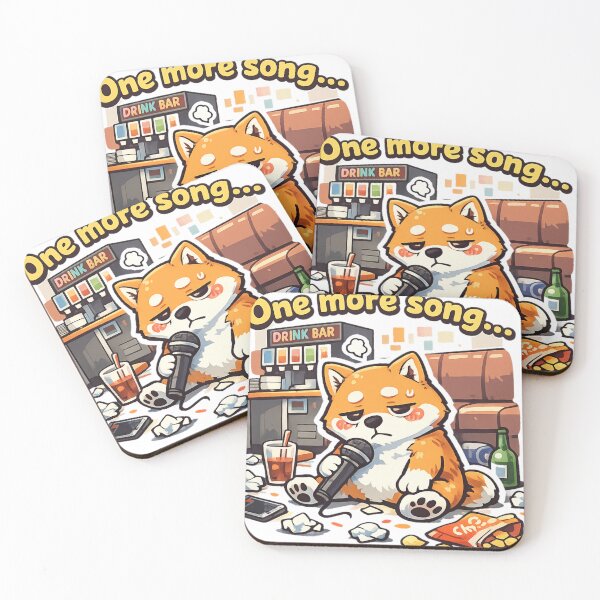 Item preview, One More Song Shiba Inu Sticker | Exhausted Japanese Karaoke Dog Meme | Kawaii Japan Aesthetic designed and sold by kawaii animal store (in Japan).