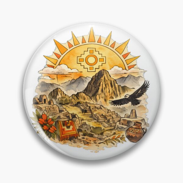 Item preview, Machu Picchu Golden Sun Inca Sketch designed and sold by DigiArt8Design.