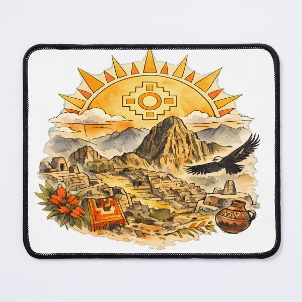 Item preview, Machu Picchu Golden Sun Inca Sketch designed and sold by DigiArt8Design.