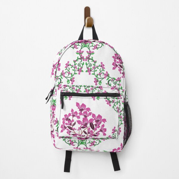 Item preview, Pink Floral Heart Seamless Pattern with Elegant Botanical Scrolls designed and sold by PowerAntShop.