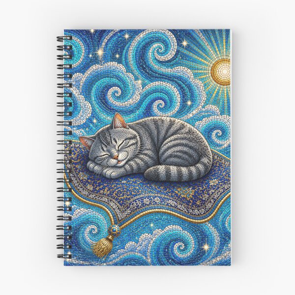 Item preview, Magic Carpet Ride Dreamscape with a Sleeping Grey Cat designed and sold by Mindworx21.