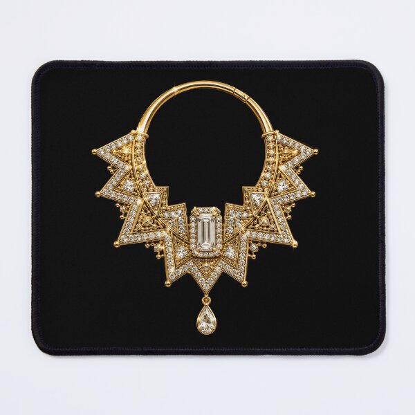 Item preview, Traditional Tunisian Nab Jemal Hoop | Golden Geometric Jewelry designed and sold by Rawafi Art Studio.