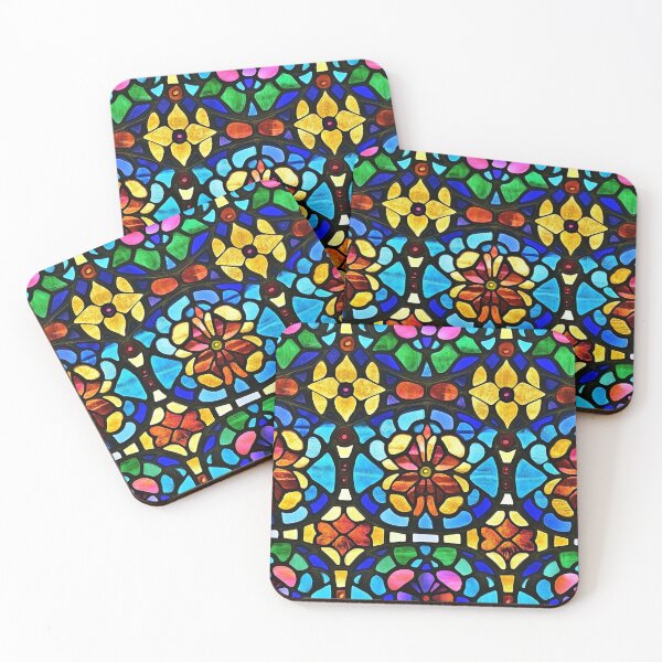 Item preview, Bold Geometric Floral Tile Stained Glass Photo Texture designed and sold by DigitaICraft.