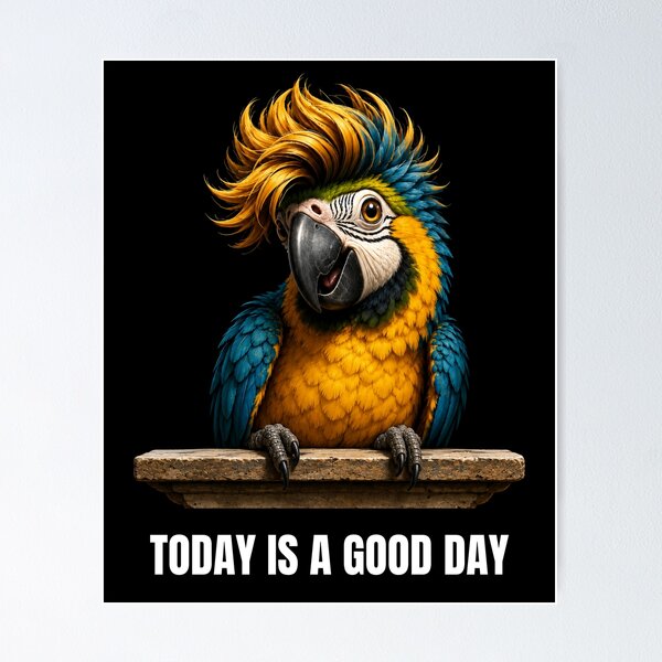 Item preview, Happy Parrot Vibes – Funny Colorful Bird Positive Cartoon Design designed and sold by MargaretaArt.