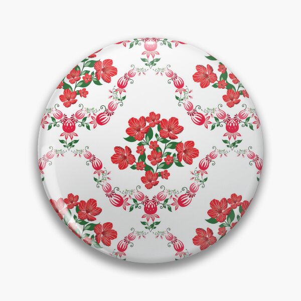 Item preview, Red Floral Heart Seamless Pattern with Decorative Folk Art Elements designed and sold by PowerAntShop.