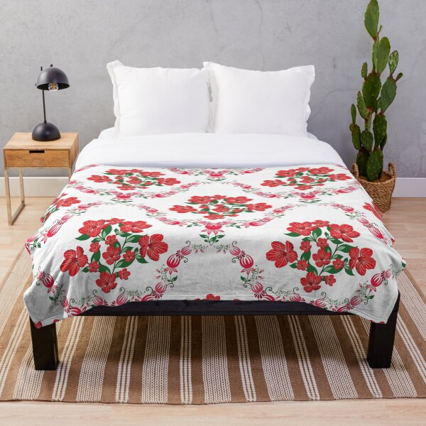 Item preview, Diseño sin costuras de corazón floral rojo con elementos decorativos de arte popular. designed and sold by PowerAntShop.