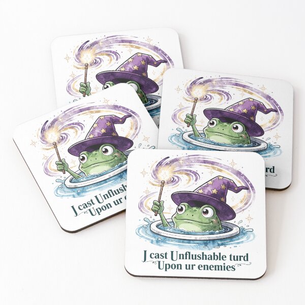 Item preview, I cast Unflushable turd Upon ur Enemies - Funny Wizard Frog Meme Fantasy Magic Humor designed and sold by CutOutIdols.