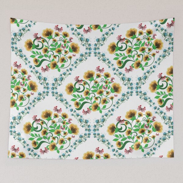 Item preview, Sunflower Folk Floral Seamless Pattern with Ornamental Vine Frame designed and sold by PowerAntShop.