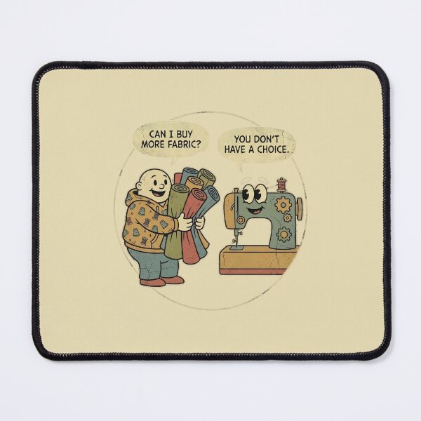 Item preview, Can I Buy More Fabric? Funny Sewing Comic Retro T-Shirt | Fabric Addict Sewing Machine Humor designed and sold by EverStitchStudio ★★★★★.