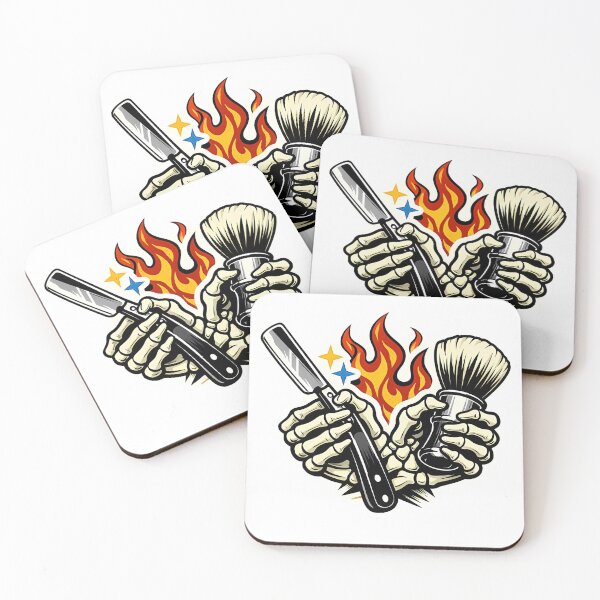 Item preview, ⁠Cool Skeleton Hands Straight Razor Barber Sticker⁠ designed and sold by MIROUZ2000.
