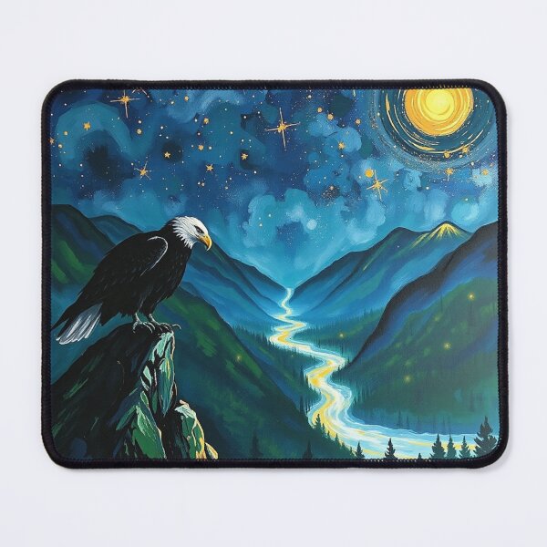 Item preview, Starry Night Eagle Painting – Magical Mountain Landscape. designed and sold by Tama-sirth.
