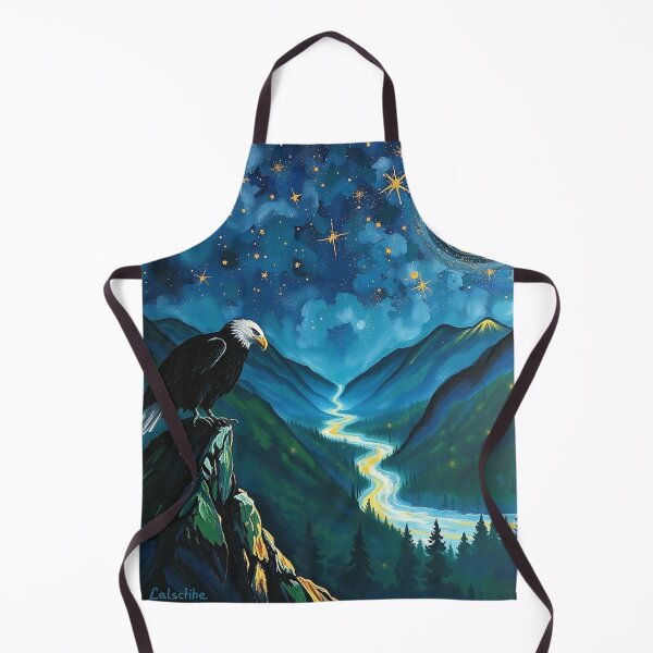 Item preview, Starry Night Eagle Painting – Magical Mountain Landscape. designed and sold by Tama-sirth.