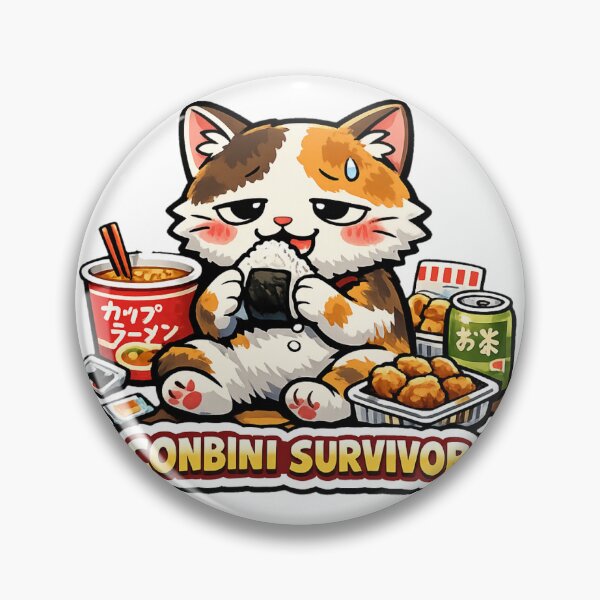 Item preview, Conbini Survivor Cat – Japanese Convenience Store Meme Kawaii Anime Cat designed and sold by kawaii animal store (in Japan).