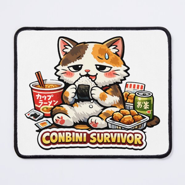 Item preview, Conbini Survivor Cat – Japanese Convenience Store Meme Kawaii Anime Cat designed and sold by kawaii animal store (in Japan).