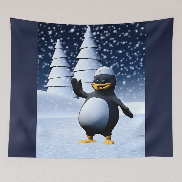 Item preview, Cute Winter Sailor Penguin Snowy Holiday Art designed and sold by Vac1.