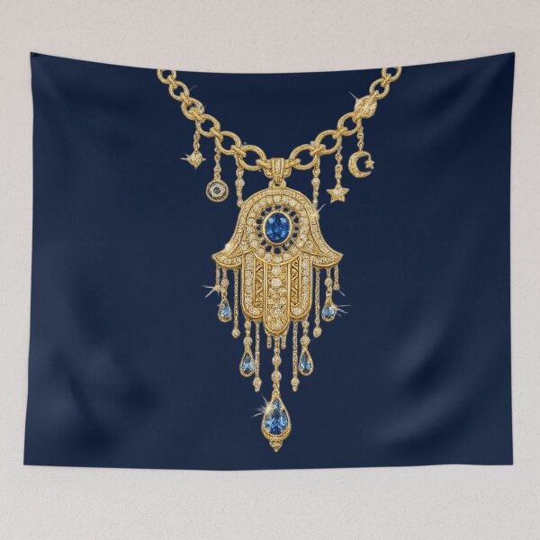 Item preview, Royal Hamsa Hand | Luxury Tunisian Gold Jewelry Art designed and sold by Rawafi Art Studio.