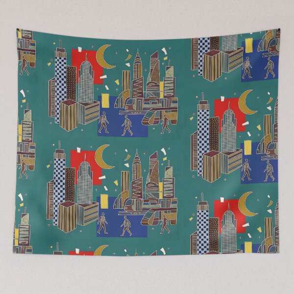 Item preview, Abstract Bauhaus Metropolis | Mid-Century Modern Skyline | Geometric Tribal Cityscape Art designed and sold by SergioMiklos.