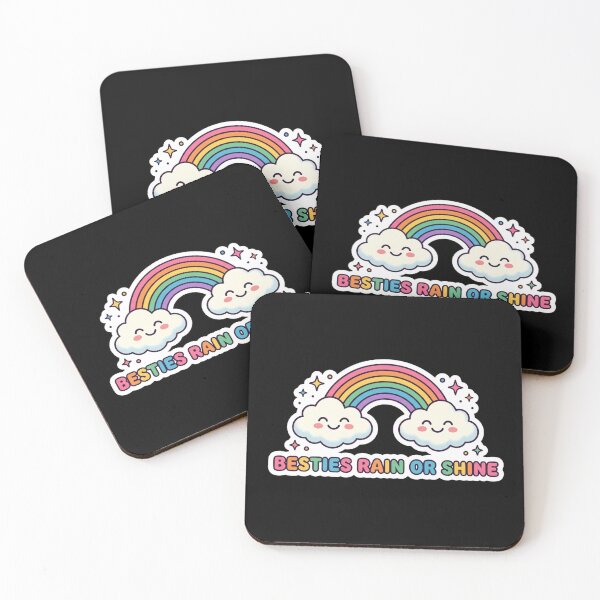 Item preview, Besties Rain or Shine – Cute Rainbow Friendship Illustration designed and sold by MartBook.