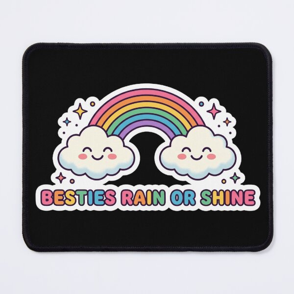 Item preview, Besties Rain or Shine – Cute Rainbow Friendship Illustration designed and sold by MartBook.