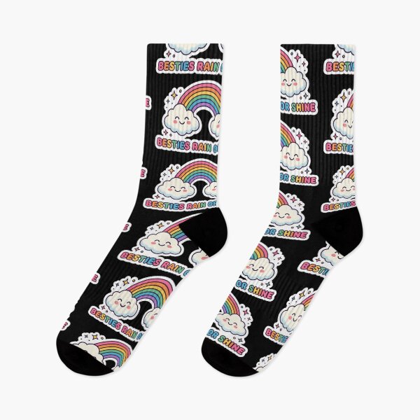 Item preview, Besties Rain or Shine – Cute Rainbow Friendship Illustration designed and sold by MartBook.