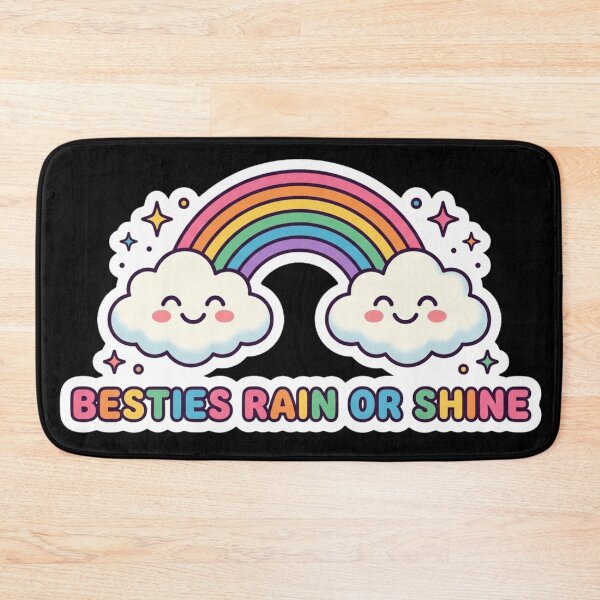 Item preview, Besties Rain or Shine – Cute Rainbow Friendship Illustration designed and sold by MartBook.