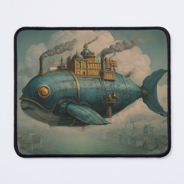 Item preview, Steampunk Whale Airship | Victorian Fantasy Flying City Art designed and sold by GSizzle1.