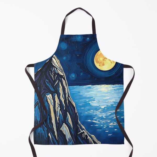 Item preview, Full Moon Mountain Painting – Night Ocean Landscape designed and sold by Tama-sirth.