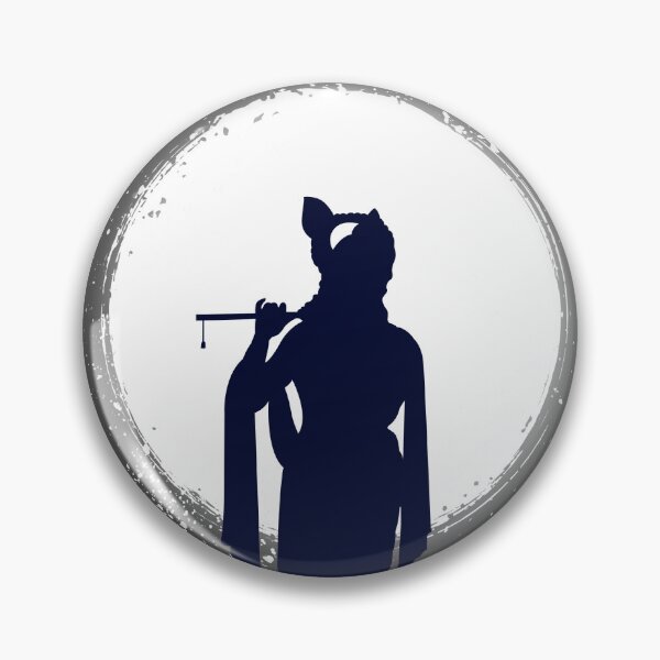 Item preview, Jay Shri Krishna - Silhouette Flute Player with Full Moon Minimalist Hindu Devotional Art designed and sold by PrimalBeastLab.