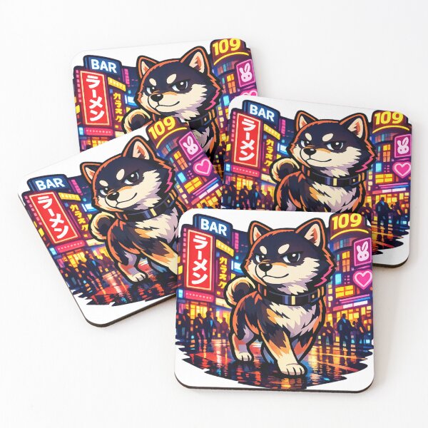 Item preview, Neon Shiba in Tokyo Night – Kawaii Japan Street designed and sold by kawaii animal store (in Japan).