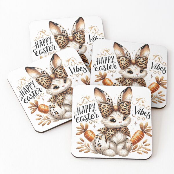 Item preview, Easter Bunny with Leopard Bows and Golden Carrots designed and sold by Artdrop62.