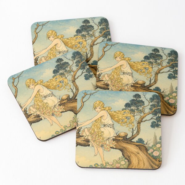 Item preview, The Golden-Haired Maiden by Florence Mary Anderson - Art Nouveau Fairy Illustration Vintage Tree Spirit Art for Fantasy Lovers designed and sold by RickE.