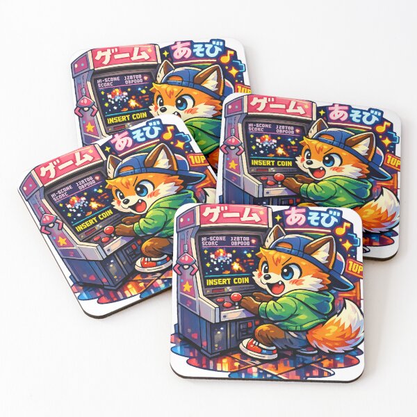 Item preview, Retro Arcade Fox - Japanese Game Center Y2K Kawaii Design designed and sold by kawaii animal store (in Japan).