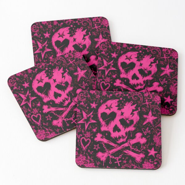 Item preview, Pink skull rock music sticker PNG illustration for Y2K  designed and sold by littleluckystuf.