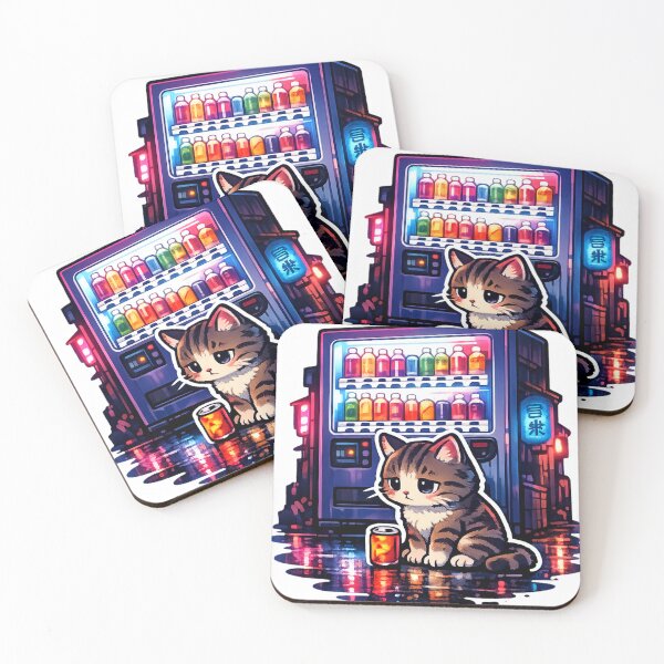 Item preview, Neon Vending Machine Cat – Rainy Tokyo Alley Japan Aesthetic designed and sold by kawaii animal store (in Japan).