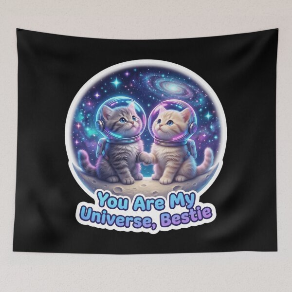 Item preview, Space Cat Besties – You Are My Universe Cute Galaxy Cats Illustration designed and sold by MartBook.