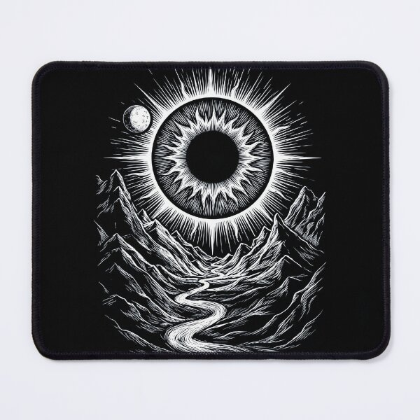 Item preview, Celestial Sun Mountain Valley Cosmic Nature Line Art designed and sold by rediscoveredapp.