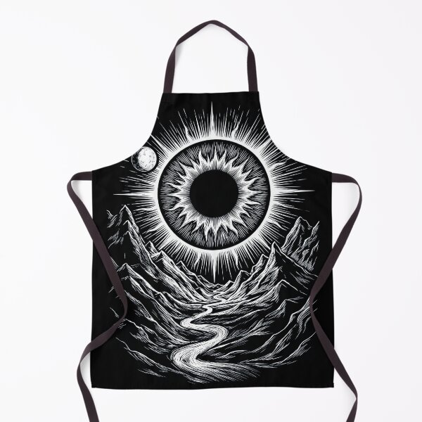 Item preview, Celestial Sun Mountain Valley Cosmic Nature Line Art designed and sold by rediscoveredapp.